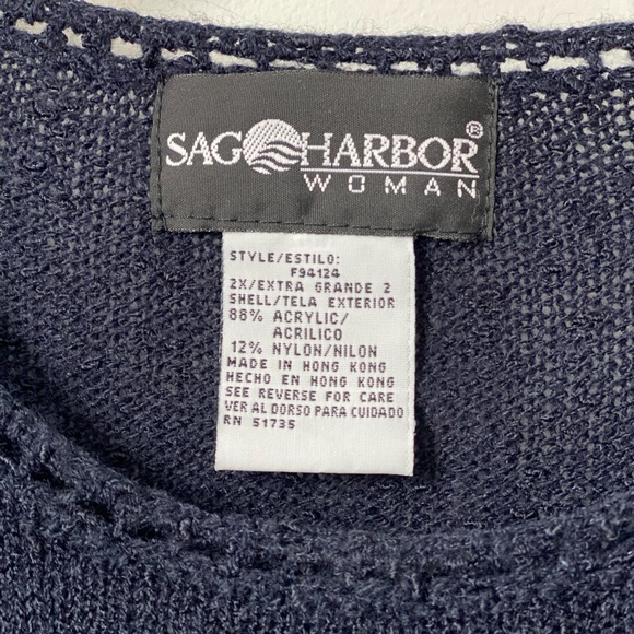 Sag Harbor navy short sleeve sweater 2X NWT - Picture 2 of 3